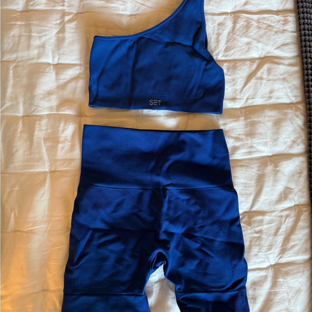 SET Active Blue One-Shoulder Top